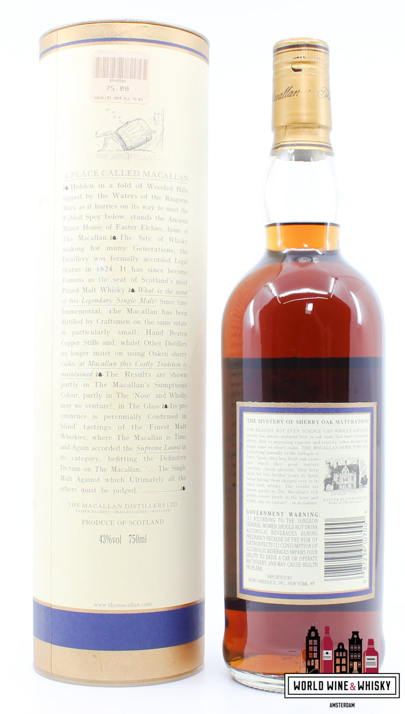 Macallan 18 Years Old 1981 1999 Sherry Oak Casks 43% 750ml - WORLD WINE WHISKY 