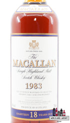 Macallan 18 Years Old 1983 2001 - Sherry Oak Casks - Vintage Release 43% - WORLD WINE WHISKY 