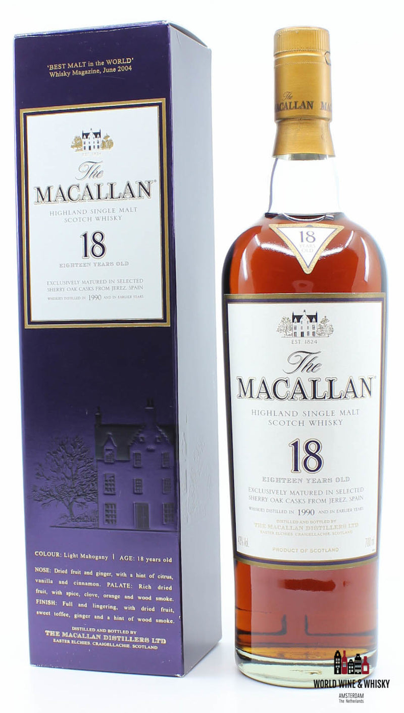 Macallan 18 Years Old 1990 2008 Sherry Oak 43% - WORLD WINE WHISKY 