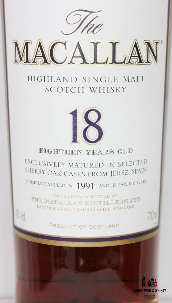 Macallan 18 Years Old 1991 2009 Sherry Oak 43% - WORLD WINE WHISKY 