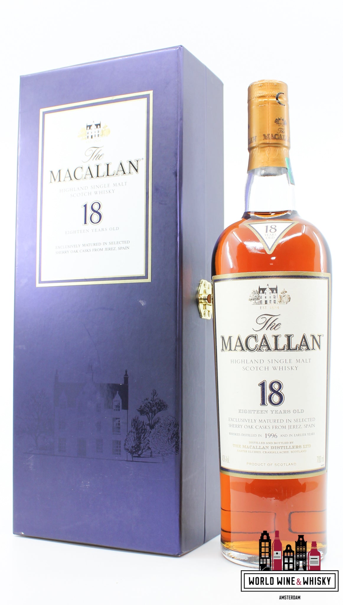 Macallan 18 Years Old 1996 2014 Sherry Oak Casks from Jerez 43% (in luxury case) - WORLD WINE WHISKY 