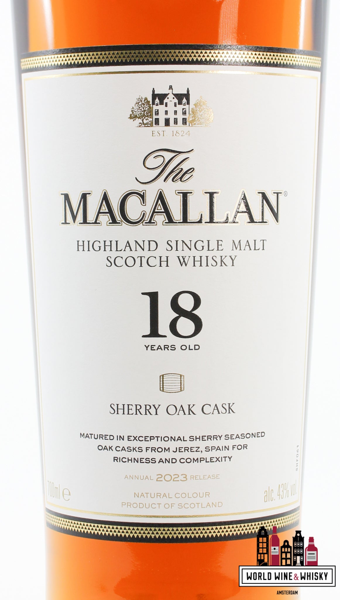 Macallan 18 Years Old - Sherry Oak Cask - Annual 2023 Release 43% - WORLD WINE WHISKY 
