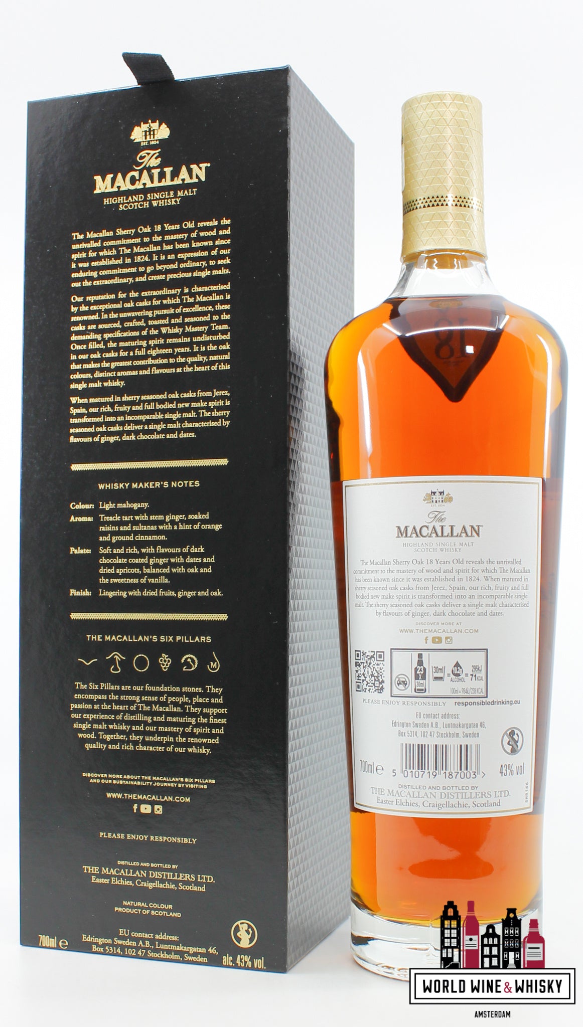 Macallan 18 Years Old - Sherry Oak Cask - Annual 2024 Release 43% - WORLD WINE WHISKY 