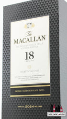Macallan 18 Years Old - Sherry Oak Cask - Annual 2024 Release 43% - WORLD WINE WHISKY 