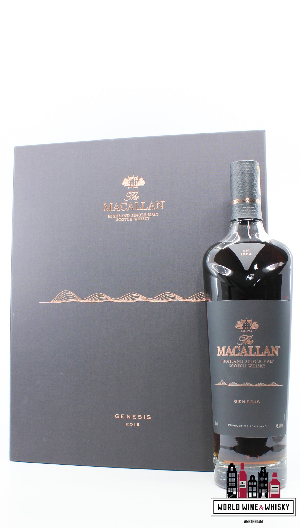 Macallan 2018 Genesis - Limited Edition 45.5% - Full Set (1 of 2500) - WORLD WINE WHISKY 