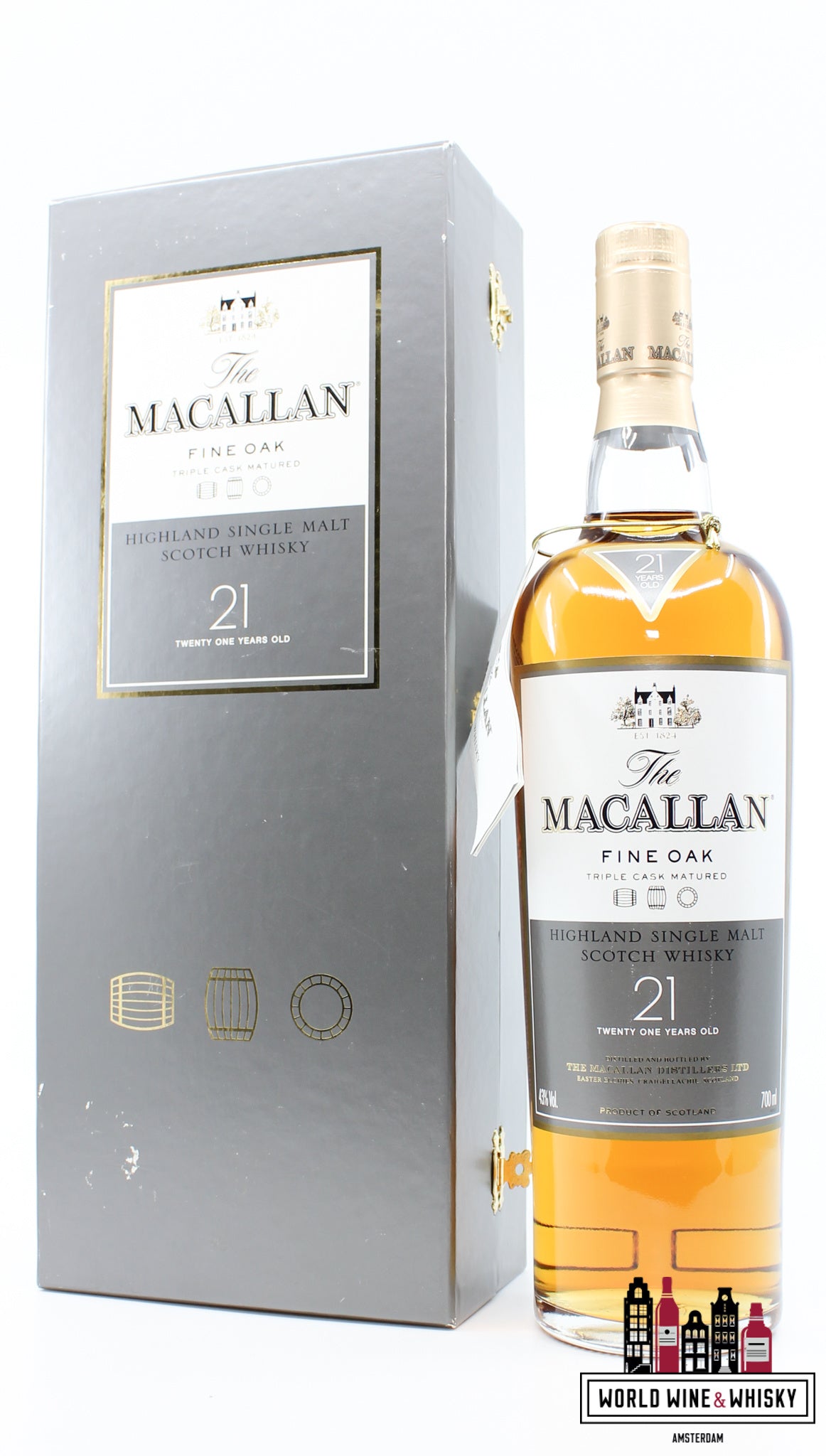 Macallan 21 Years Old - Fine Oak Triple Cask Matured 43% (in luxury case) - WORLD WINE WHISKY 