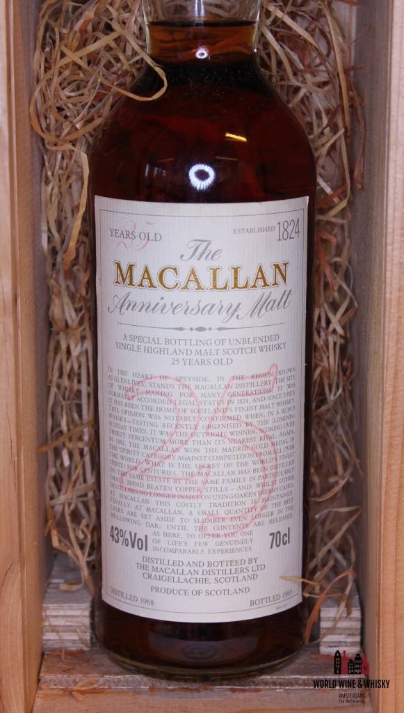 Macallan 25 Years Old 1968 1993 The Anniversary Malt 43% (in OWC) - WORLD WINE WHISKY 