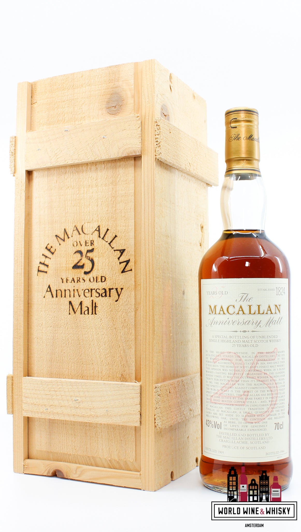 Macallan 25 Years Old 1968 1994 - The Anniversary Malt 43% 700ml (in OWC) - WORLD WINE WHISKY 