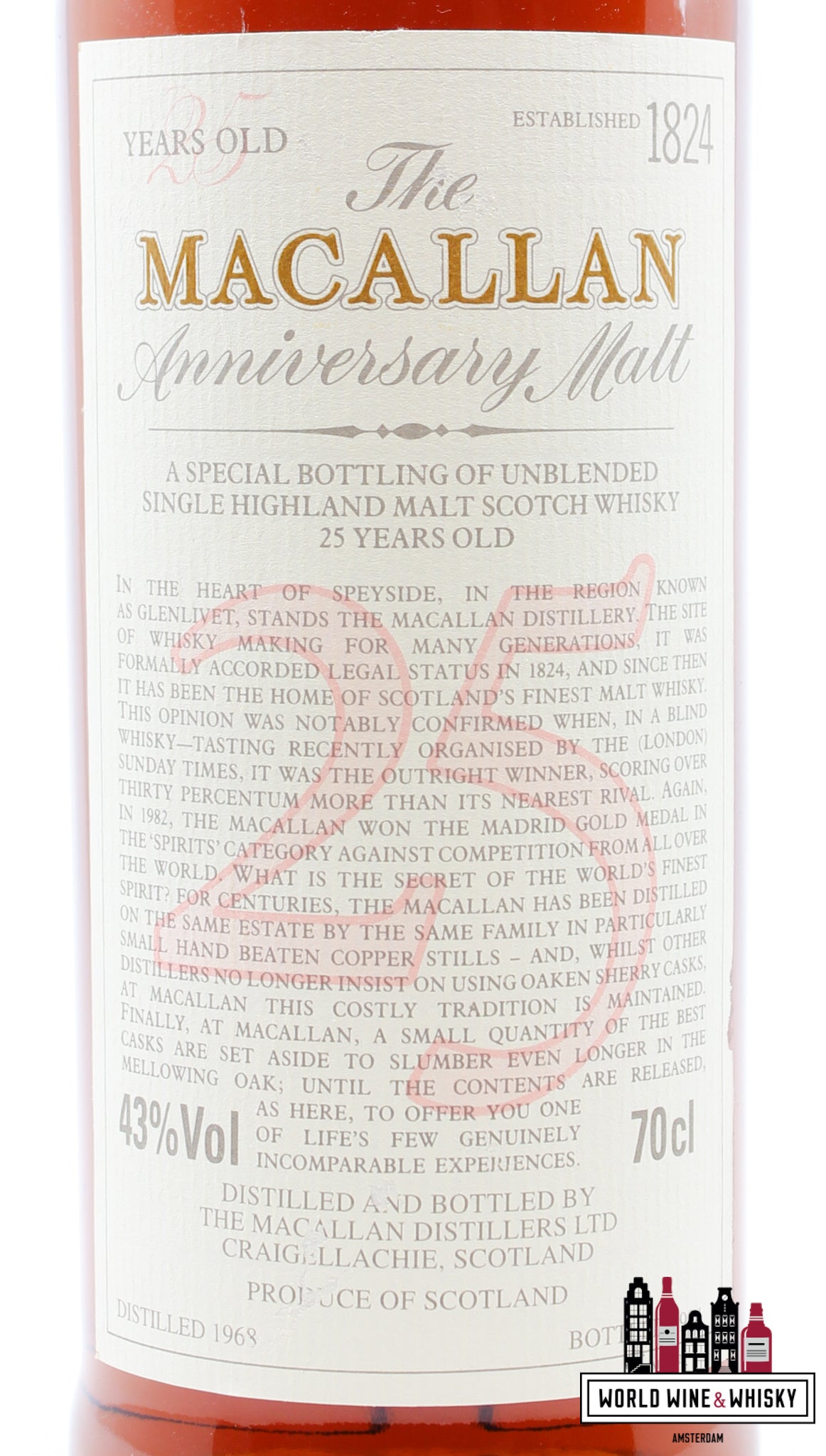 Macallan 25 Years Old 1968 1994 - The Anniversary Malt 43% 700ml (in OWC) - WORLD WINE WHISKY 