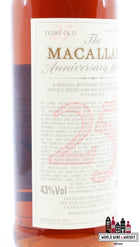 Macallan 25 Years Old 1972 1998 - The Anniversary Malt 43% 700ml (in OWC) - WORLD WINE WHISKY 