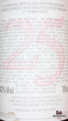 Macallan 25 Years Old 1972 1998 The Anniversary Malt 43% (without wooden box) - WORLD WINE WHISKY 