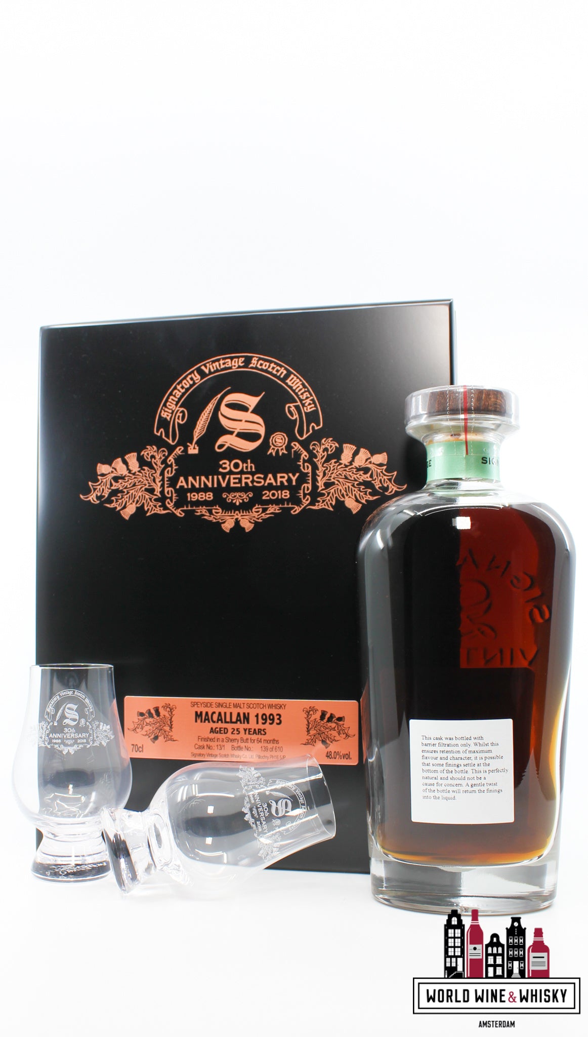 Macallan 25 Years Old 1993 2019 - 30th Anniversary - Signatory Vintage - Cask 13/1 48% (1 of 610) - WORLD WINE WHISKY 
