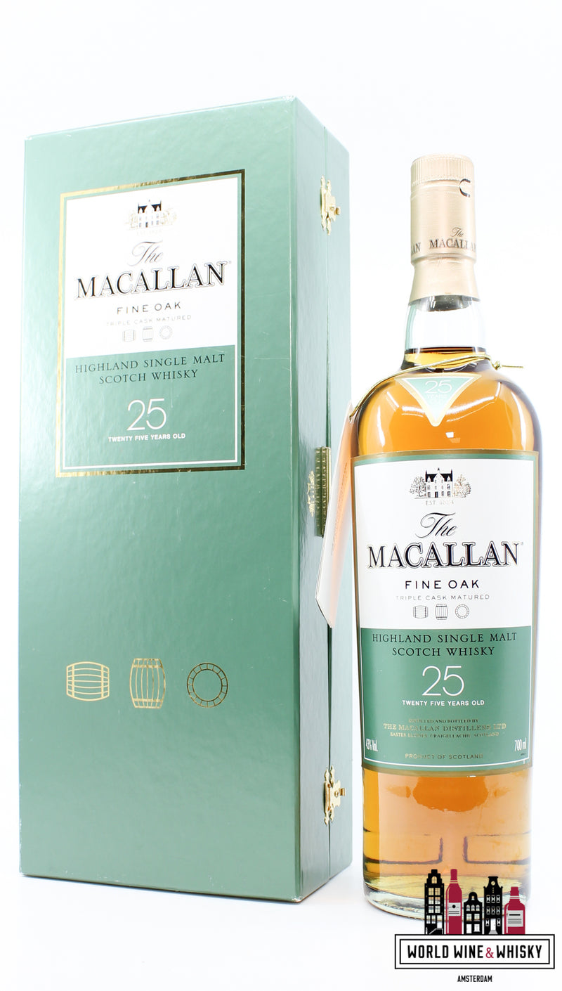 Macallan 25 Years Old 2008 - Fine Oak Triple Cask Matured 43% (in luxury case) - WORLD WINE WHISKY 