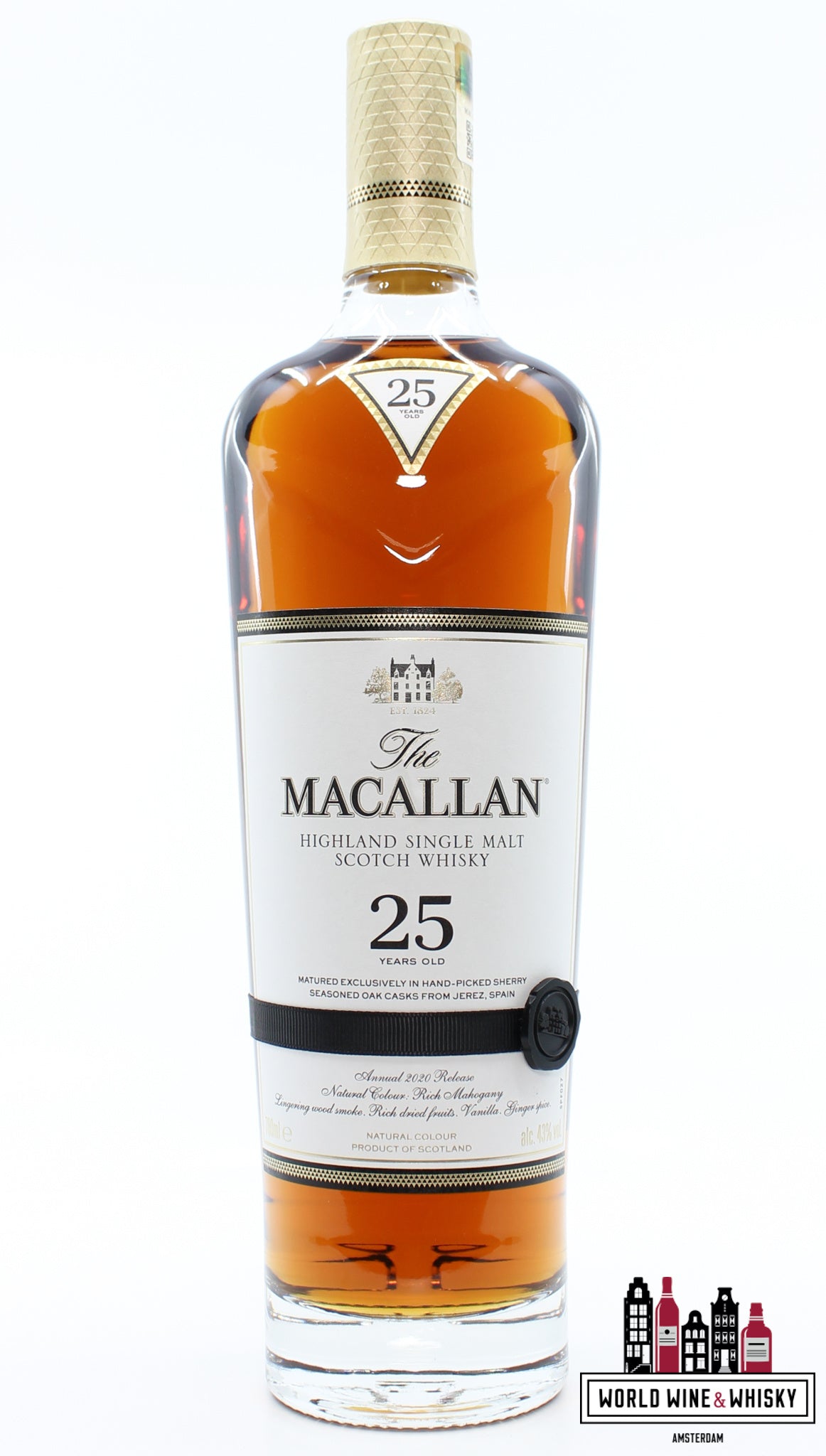 Macallan 25 Years Old 2020 Release - Sherry Oak Casks from Jerez 43% - WORLD WINE WHISKY 