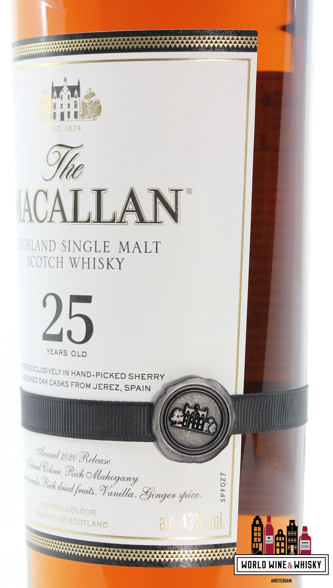 Macallan 25 Years Old 2020 Release - Sherry Oak Casks from Jerez 43% - WORLD WINE WHISKY 