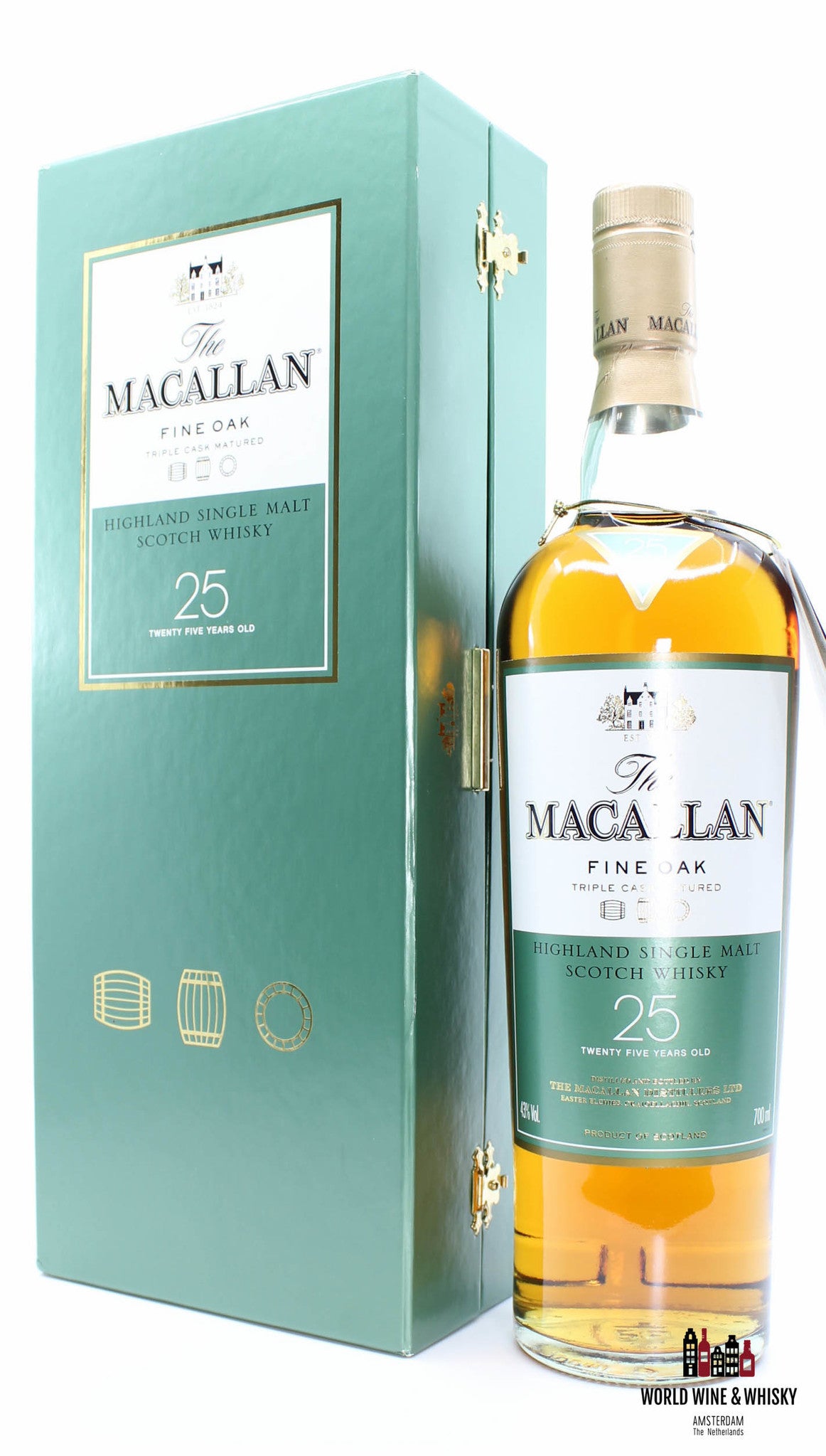 Macallan 25 Years Old - Fine Oak - Triple Cask Matured 43% (in luxury case) - WORLD WINE WHISKY 