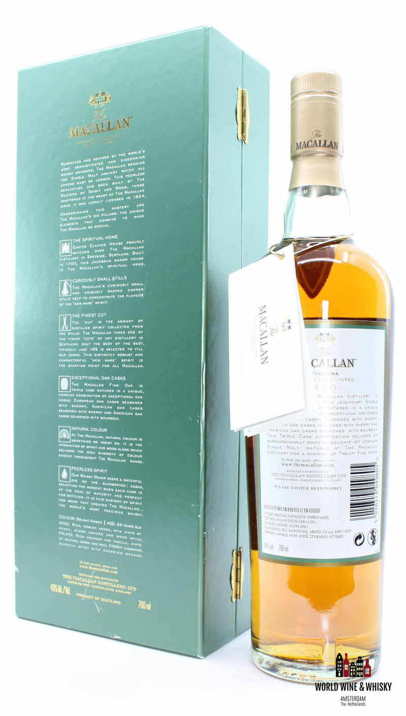 Macallan 25 Years Old - Fine Oak - Triple Cask Matured 43% (in luxury case) - WORLD WINE WHISKY 