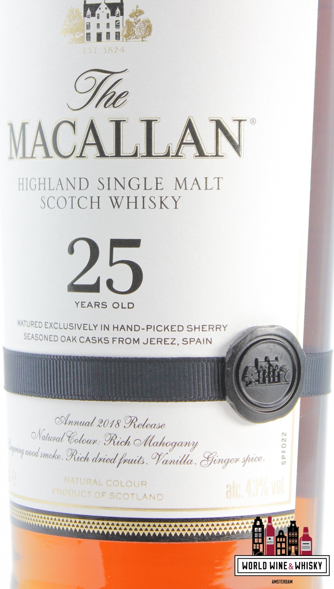Macallan 25 Years Old - Sherry Casks - Annual 2018 Release 43% - WORLD WINE WHISKY 