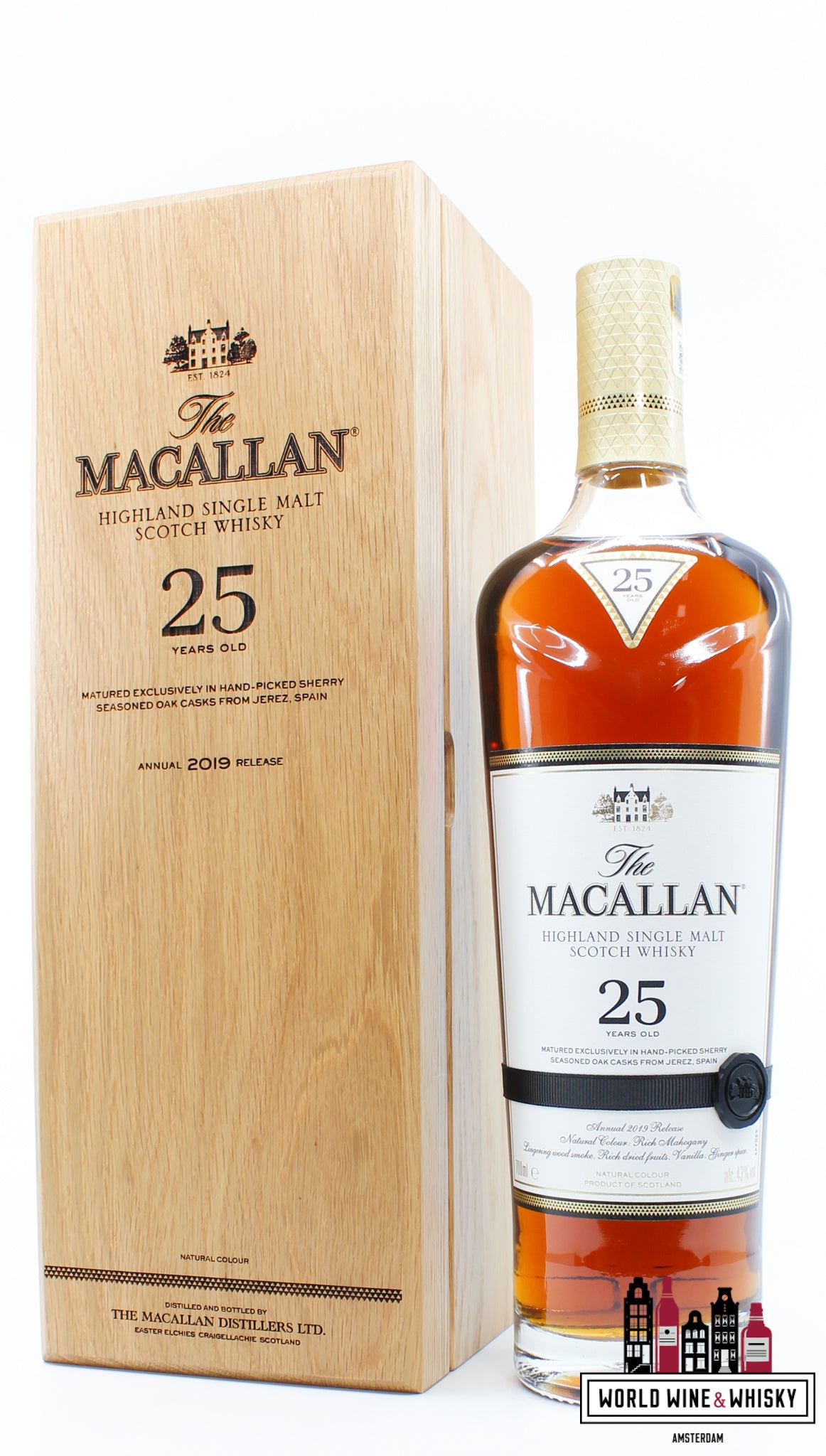 Macallan 25 Years Old - Sherry Oak Casks - Annual 2019 Release 43% - WORLD WINE WHISKY 