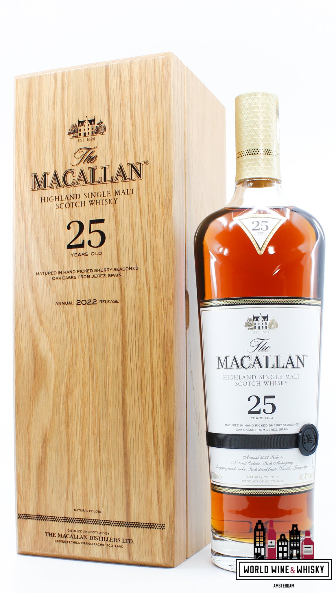 Macallan 25 Years Old - Sherry Oak Casks - Annual 2022 Release 43% - WORLD WINE WHISKY 