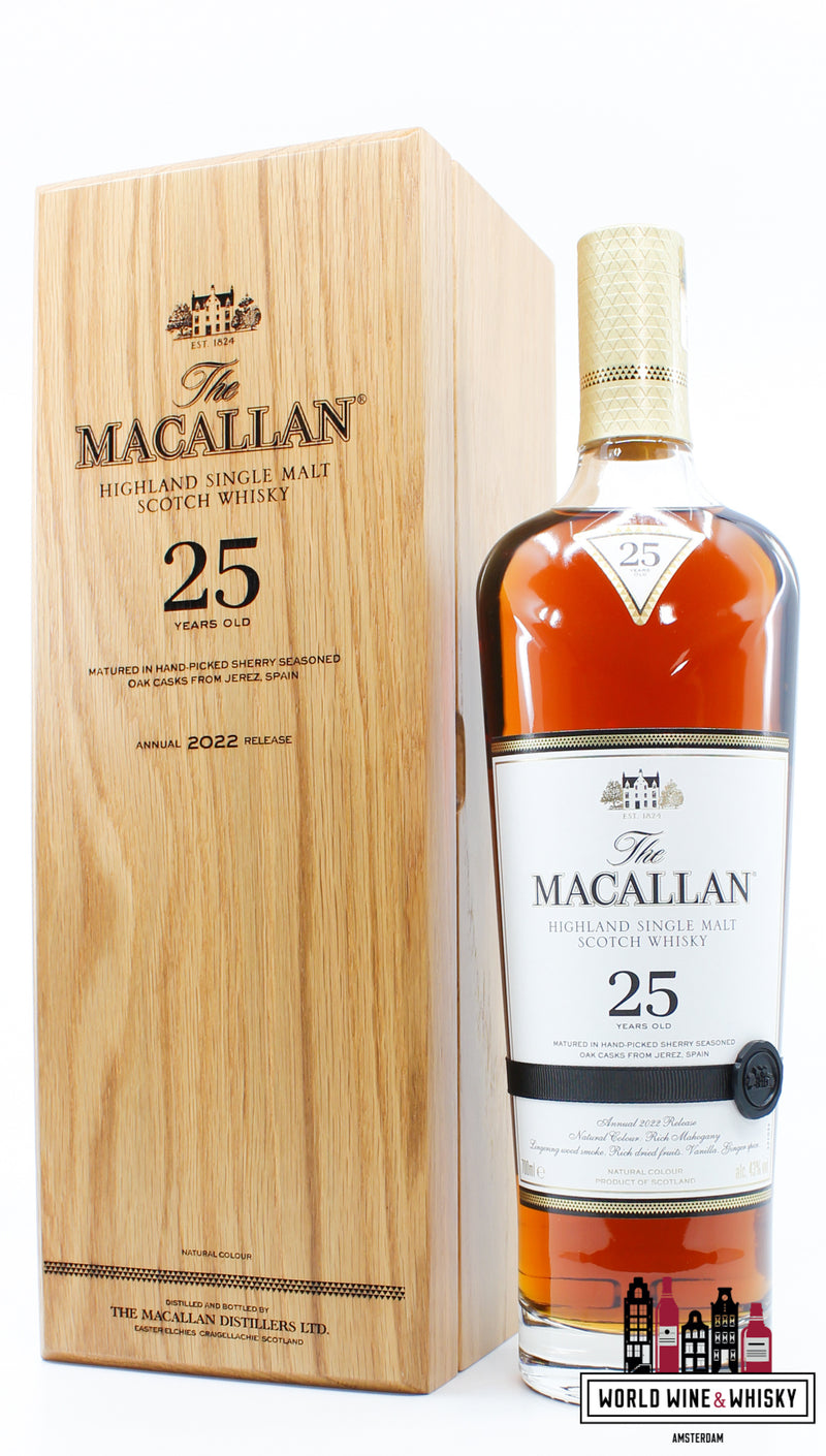 Macallan 25 Years Old - Sherry Oak Casks - Annual 2022 Release 43% - WORLD WINE WHISKY 