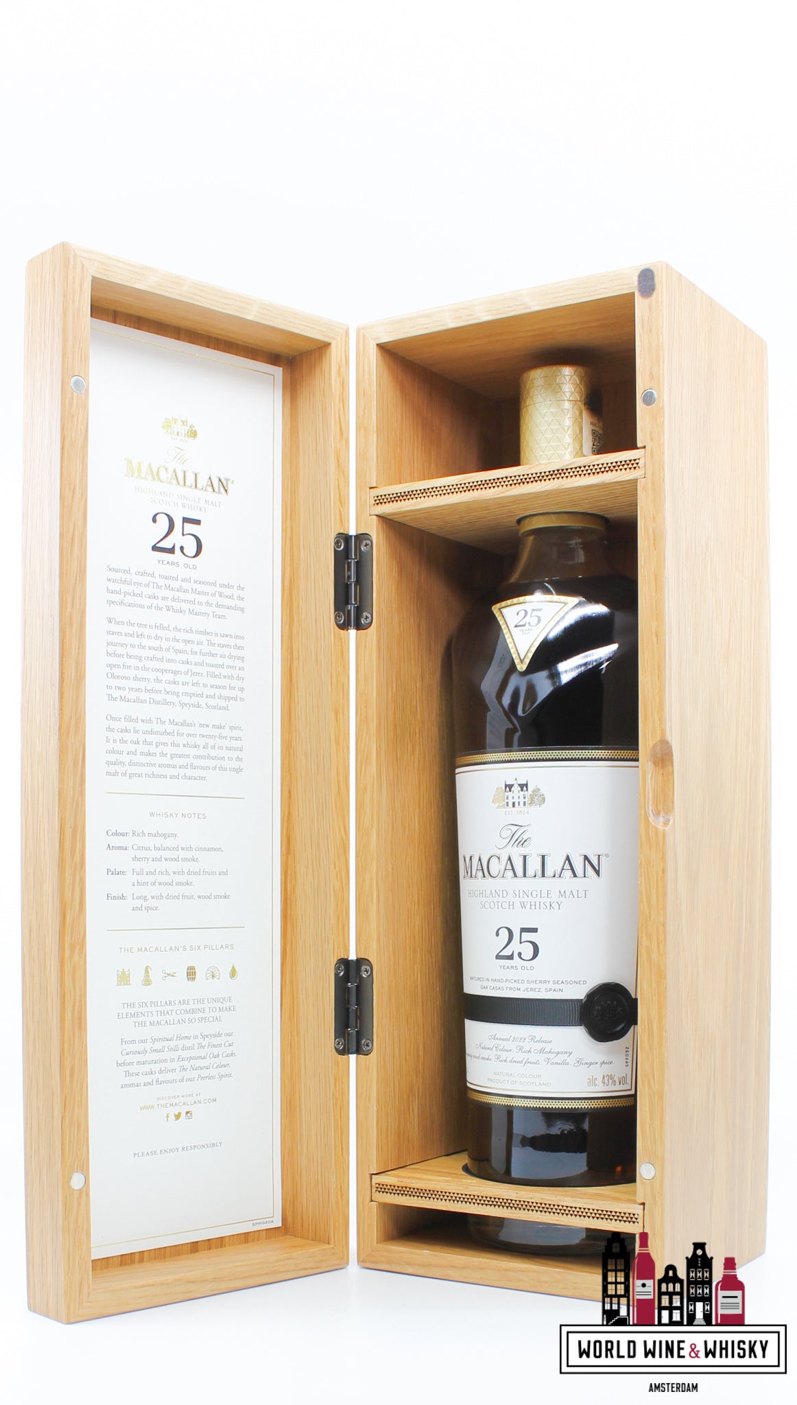 Macallan 25 Years Old - Sherry Oak Casks - Annual 2022 Release 43% - WORLD WINE WHISKY 