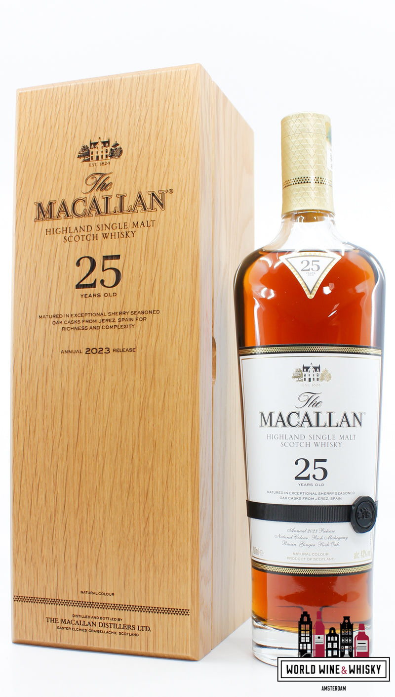 Macallan 25 Years Old - Sherry Oak Casks - Annual 2023 Release 43% - WORLD WINE WHISKY 