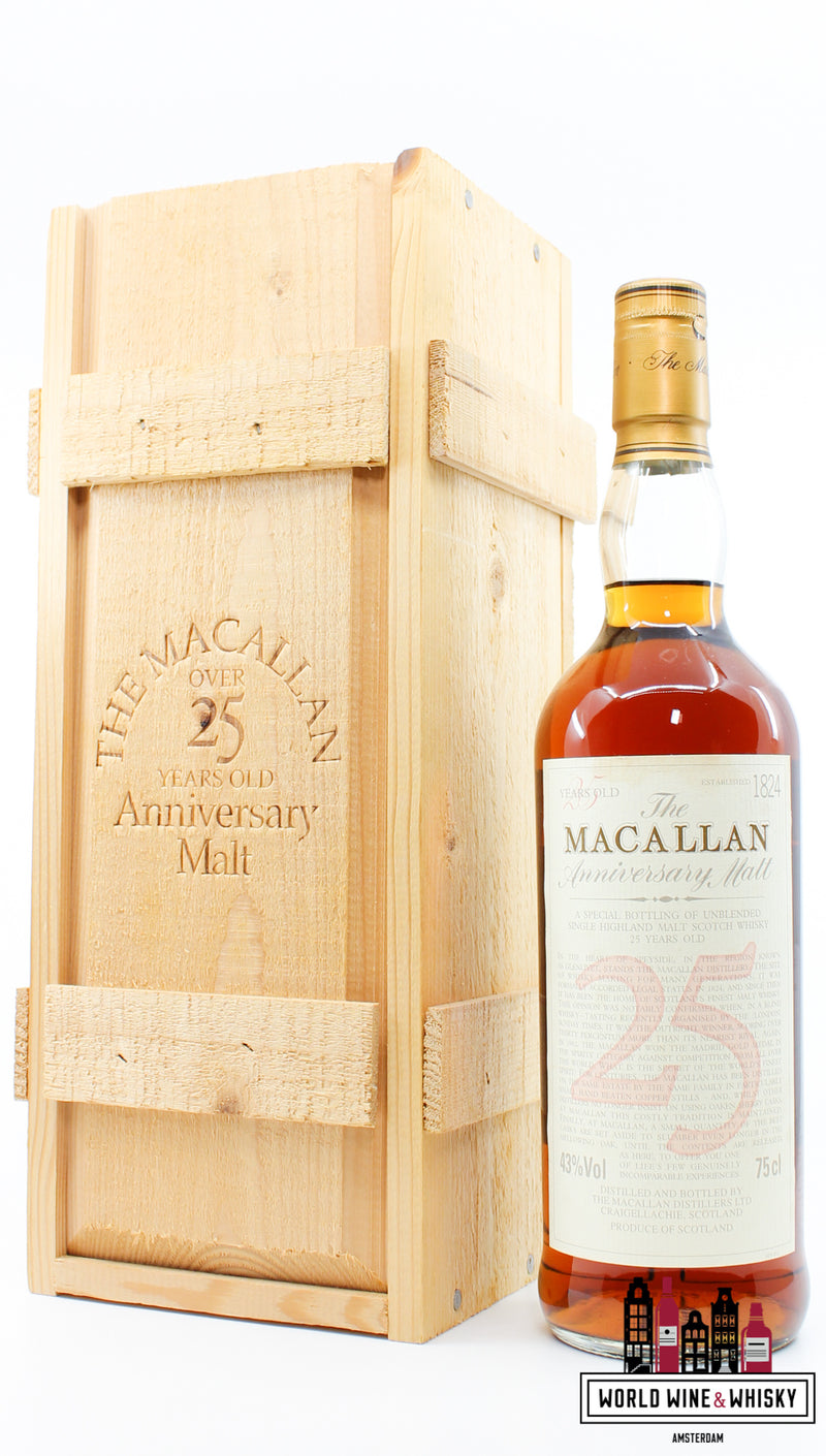 Macallan 25 Years Old - The Anniversary Malt - Maxxium Malaysia 43% 750ml (in OWC) - WORLD WINE WHISKY 