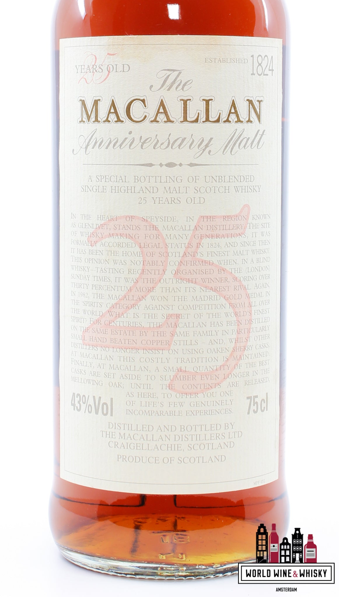 Macallan 25 Years Old - The Anniversary Malt - Maxxium Malaysia 43% 750ml (in OWC) - WORLD WINE WHISKY 