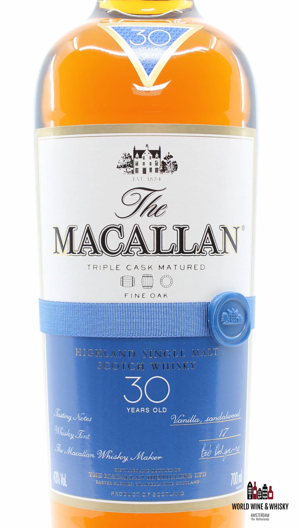 Macallan 30 Years Old - Fine Oak - Triple Cask Matured 43% (in wooden case) - WORLD WINE WHISKY 