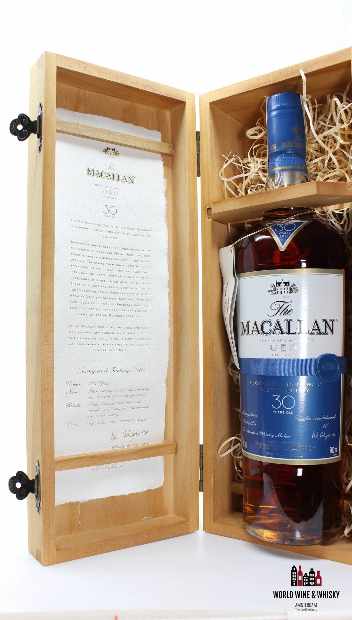Macallan 30 Years Old - Fine Oak - Triple Cask Matured 43% (in wooden case) - WORLD WINE WHISKY 