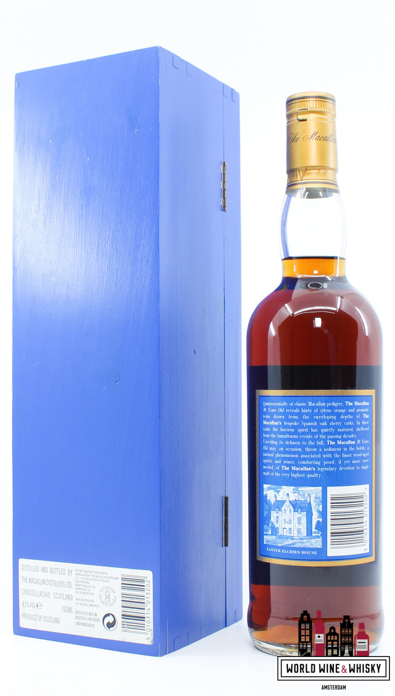 Macallan 30 Years Old - Sherry Oak - Blue Label 43% (in wooden case) - WORLD WINE WHISKY 