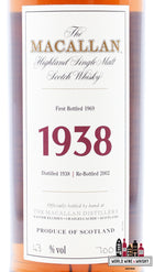 Macallan 31 Years Old 1938 1969 - Fine & Rare (Re-Bottled 2002) 43% (in luxury wooden case) - WORLD WINE WHISKY 