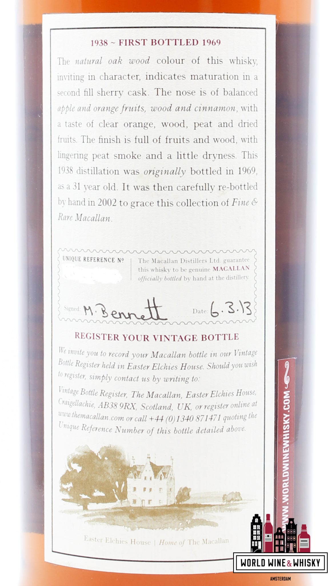 Macallan 31 Years Old 1938 1969 - Fine & Rare (Re-Bottled 2002) 43% (in luxury wooden case) - WORLD WINE WHISKY 