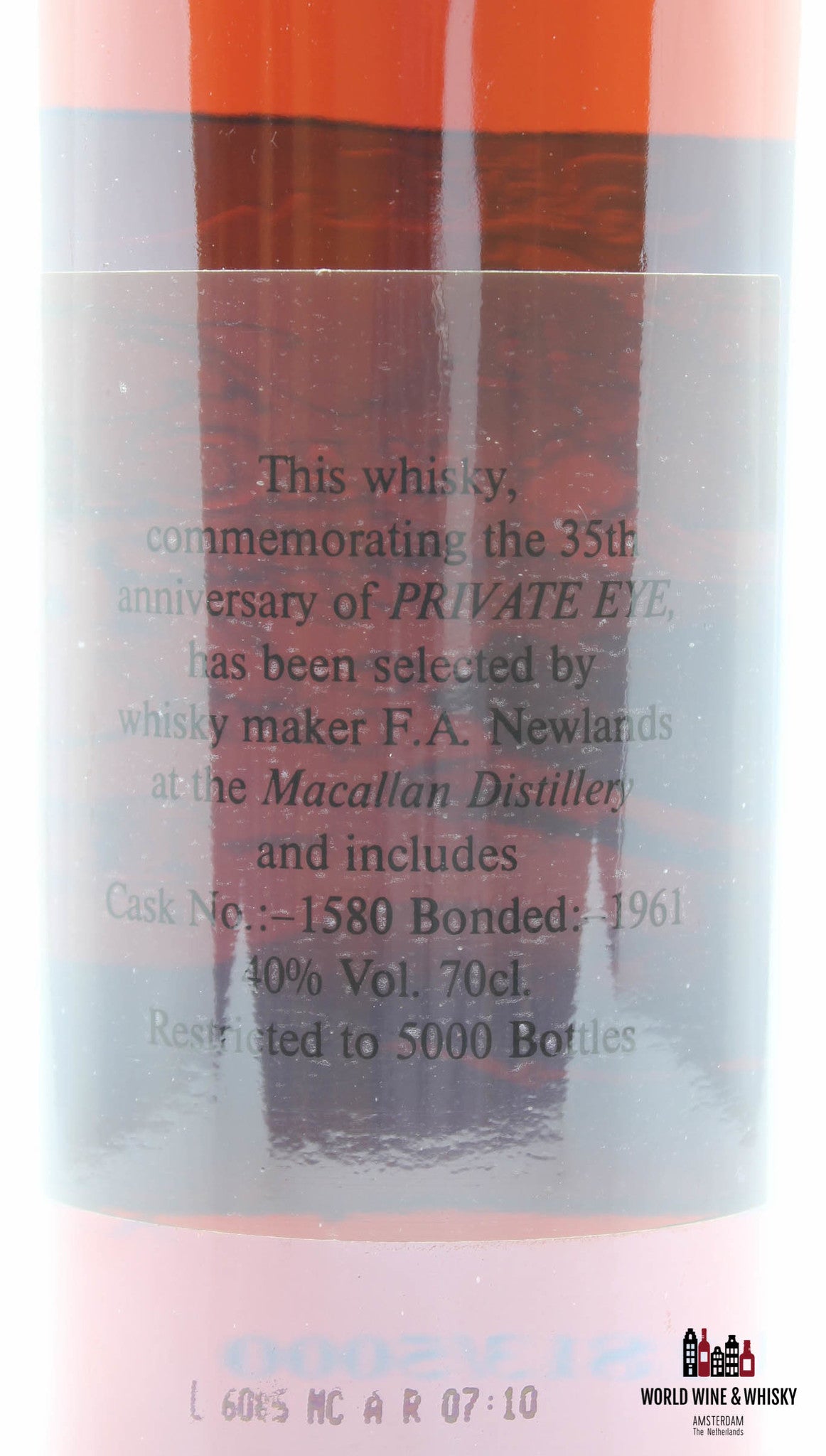 Macallan 35th Anniversary of Private Eye - Bonded 1961 - Cask 1580 40% - WORLD WINE WHISKY 