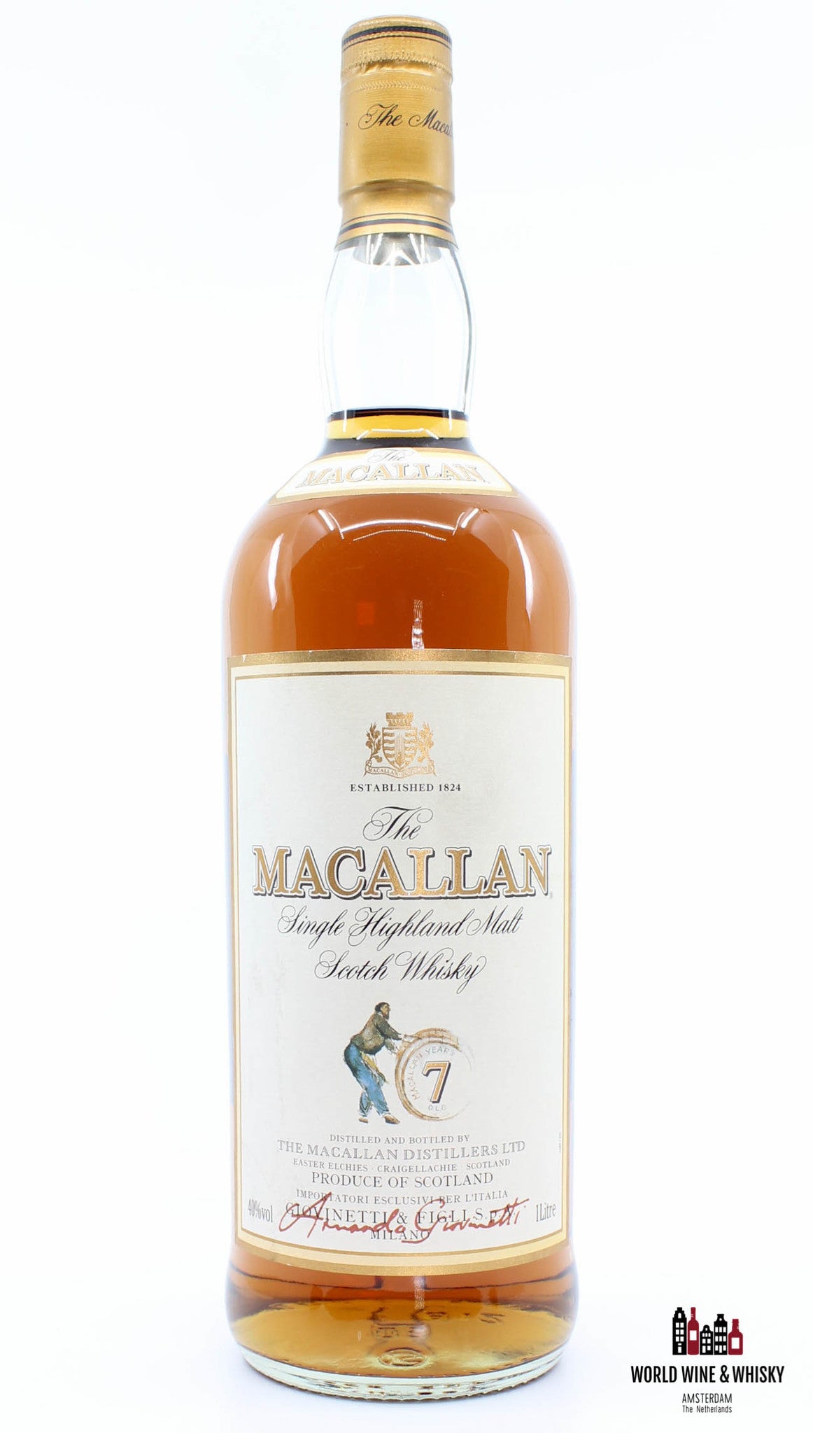 Macallan 7 Years Old Sherry Oak -  Giovinetti & Figli Import 40% 1 Litre (1000 ml) - WORLD WINE WHISKY 