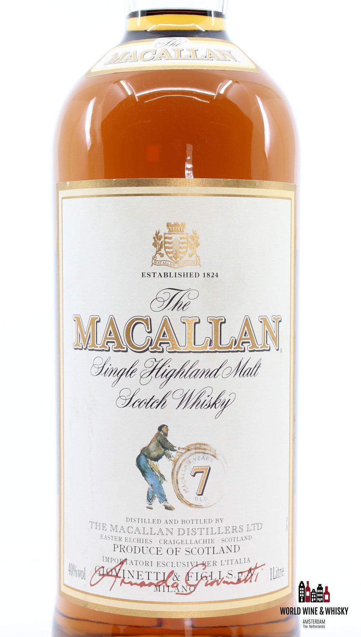 Macallan 7 Years Old Sherry Oak -  Giovinetti & Figli Import 40% 1 Litre (1000 ml) - WORLD WINE WHISKY 