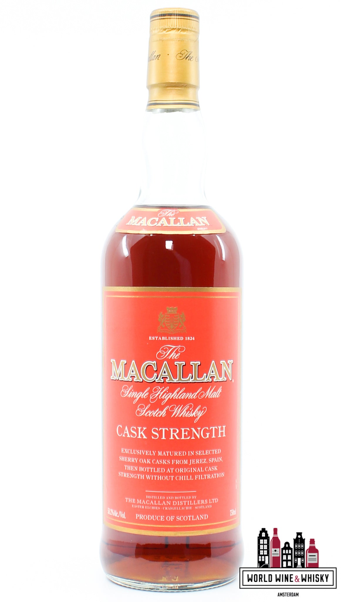 Macallan - Cask Strength - Red Label -  Sherry Oak Casks from Jerez 58.2% (without the cardboard case) - WORLD WINE WHISKY 