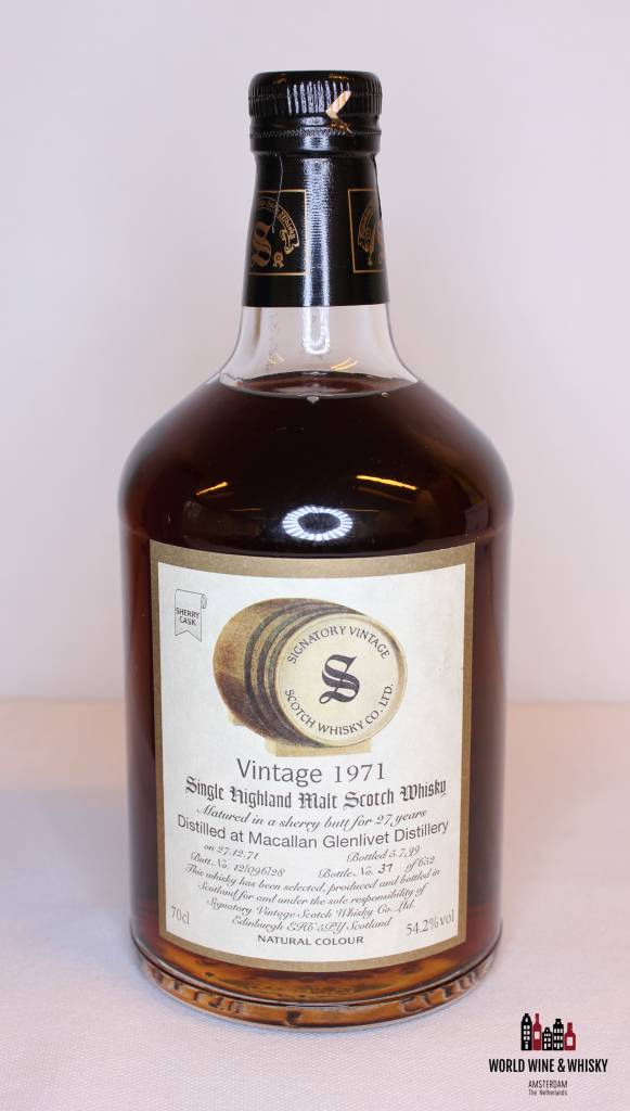 Macallan Glenlivet 27 Years Old 1971 1999 Signatory Cask 12/096/28 54.2% - WORLD WINE WHISKY 