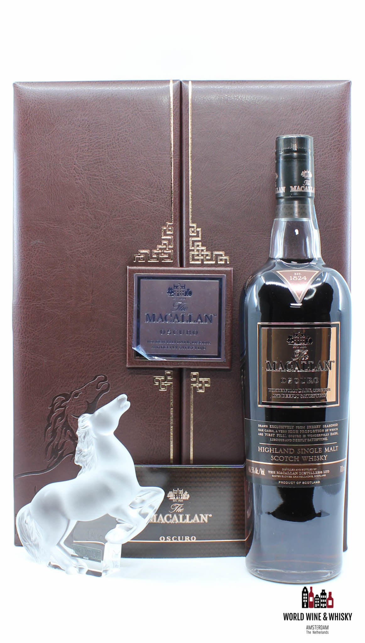 Macallan Oscuro - Lalique Rearing Kazak Horse - Travel Retail Exclusive 46.5% (one of 300 sets) - WORLD WINE WHISKY 