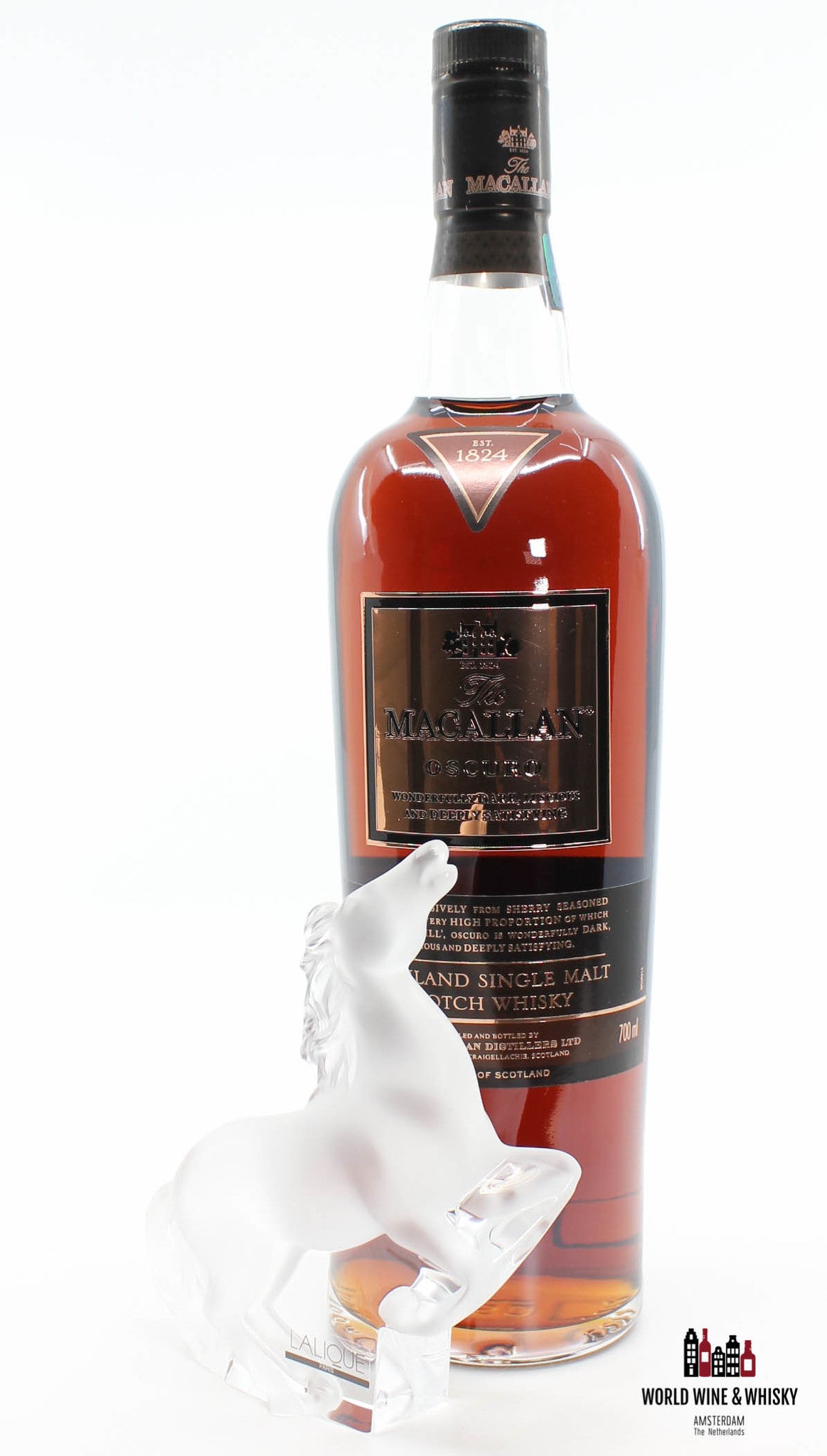 Macallan Oscuro - Lalique Rearing Kazak Horse - Travel Retail Exclusive 46.5% (one of 300 sets) - WORLD WINE WHISKY 