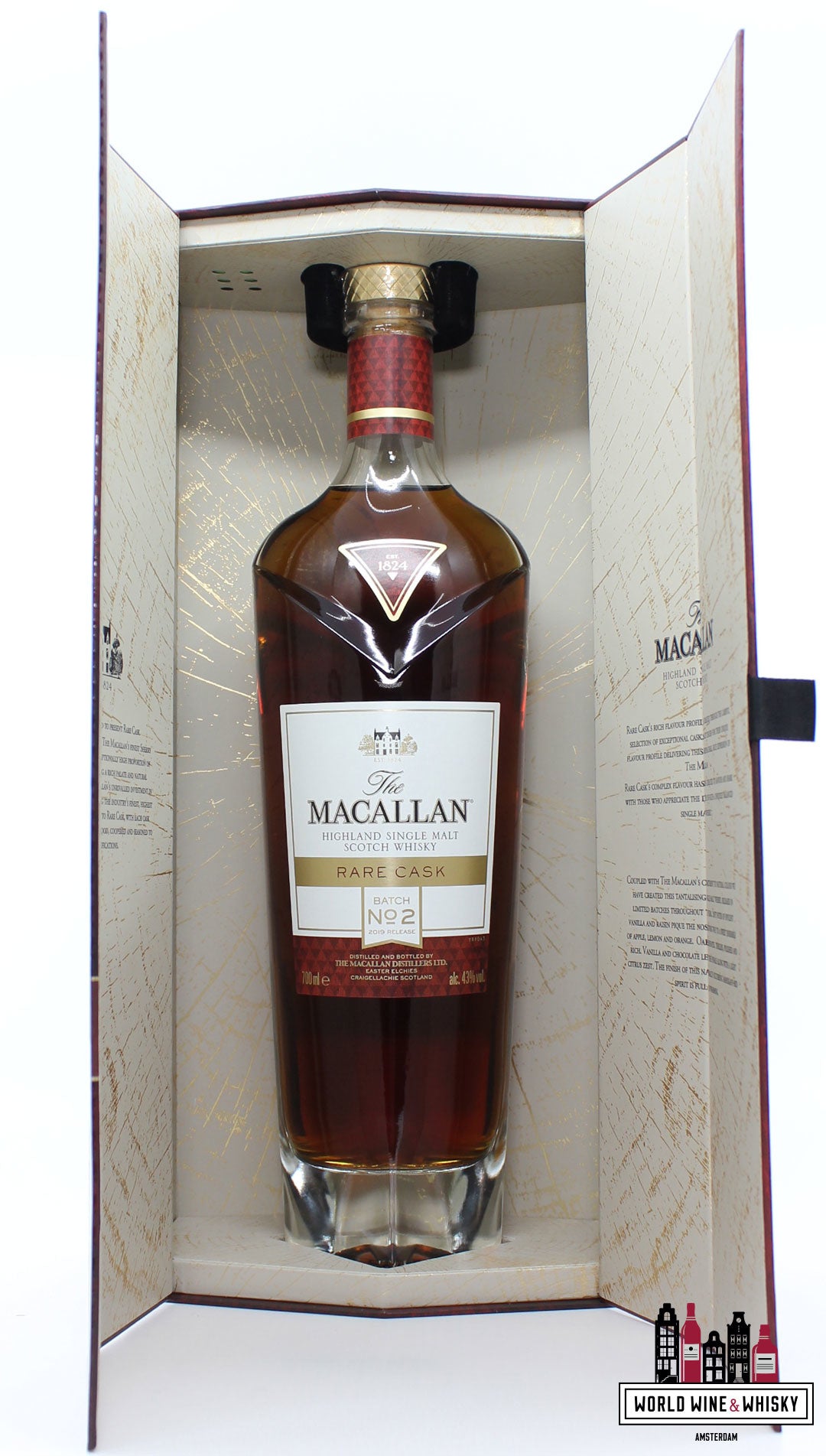 Macallan Rare Cask - Batch No 2 - 2019 Release 43% (in luxury case) - WORLD WINE WHISKY 