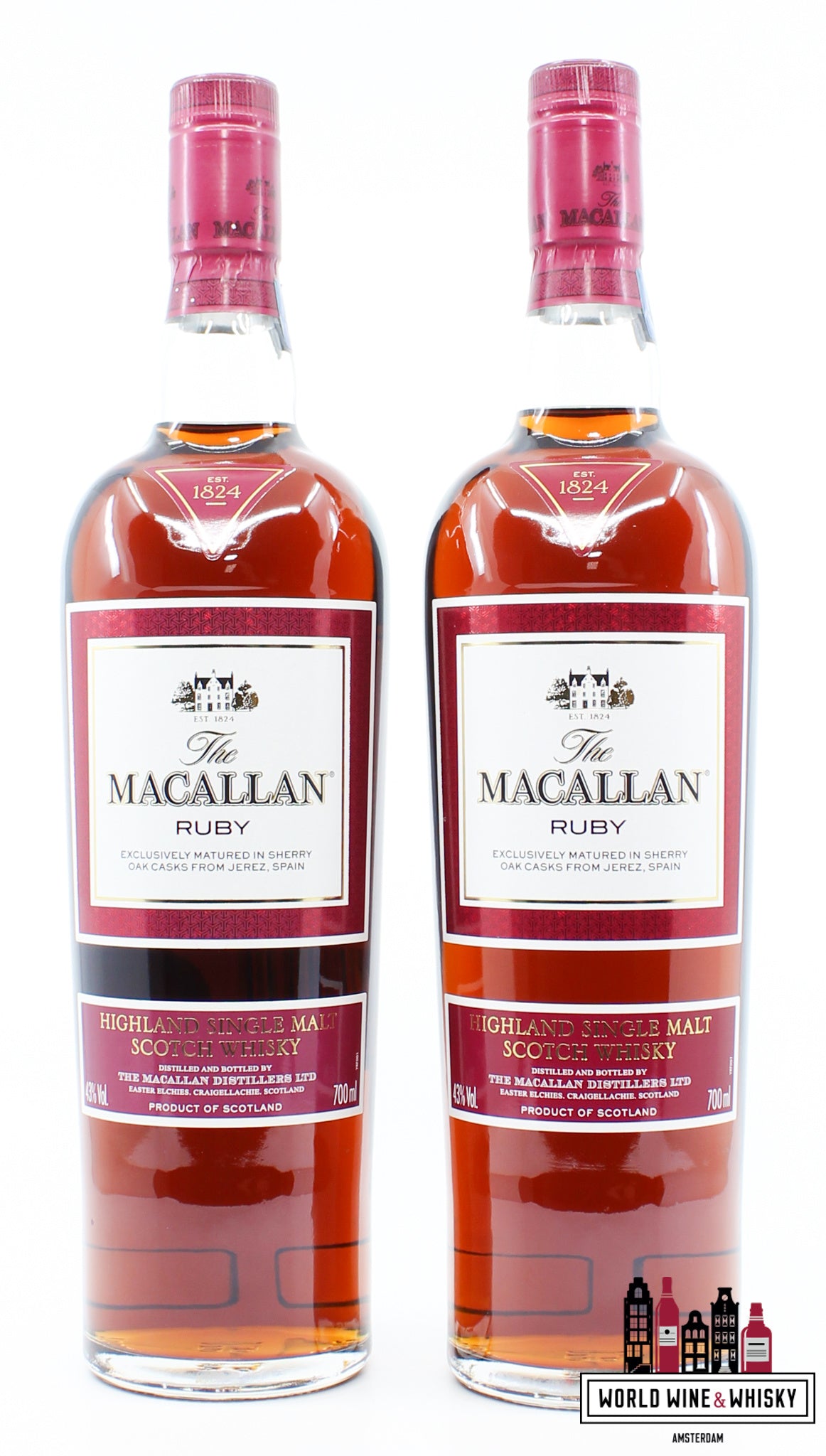 Macallan Ruby 2014 - The 1824 Series 43% 700ml (set of 2 bottles) - WORLD WINE WHISKY 