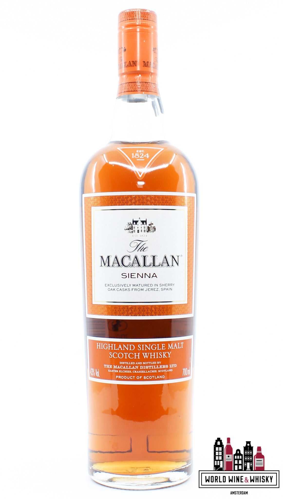 Macallan Sienna - The 1824 Series 43% 700ml (without the cardboard case) - WORLD WINE WHISKY 