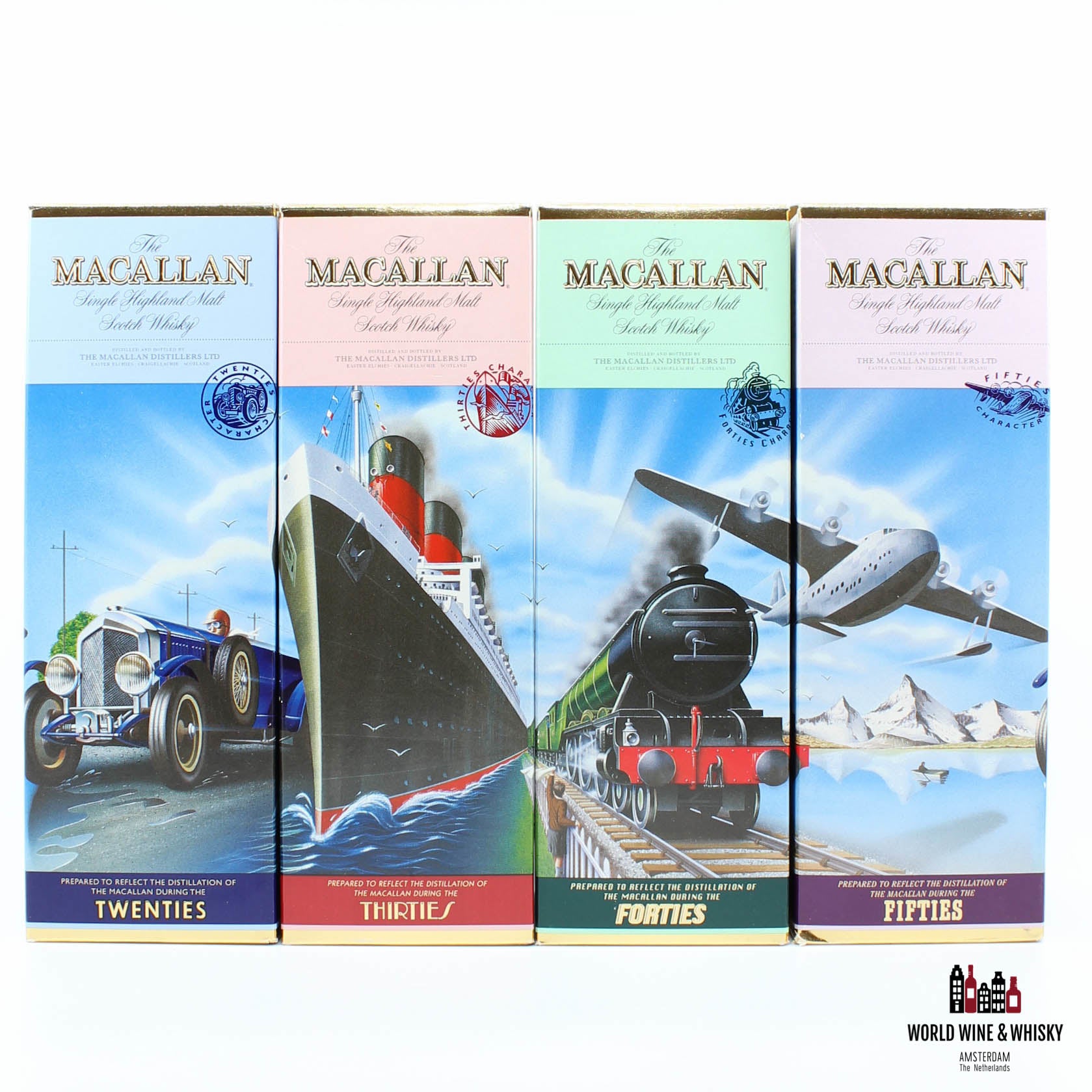 Macallan Travel Series 1920, 1930, 1940 & 1950 500ml 40% (full set) - WORLD WINE WHISKY 