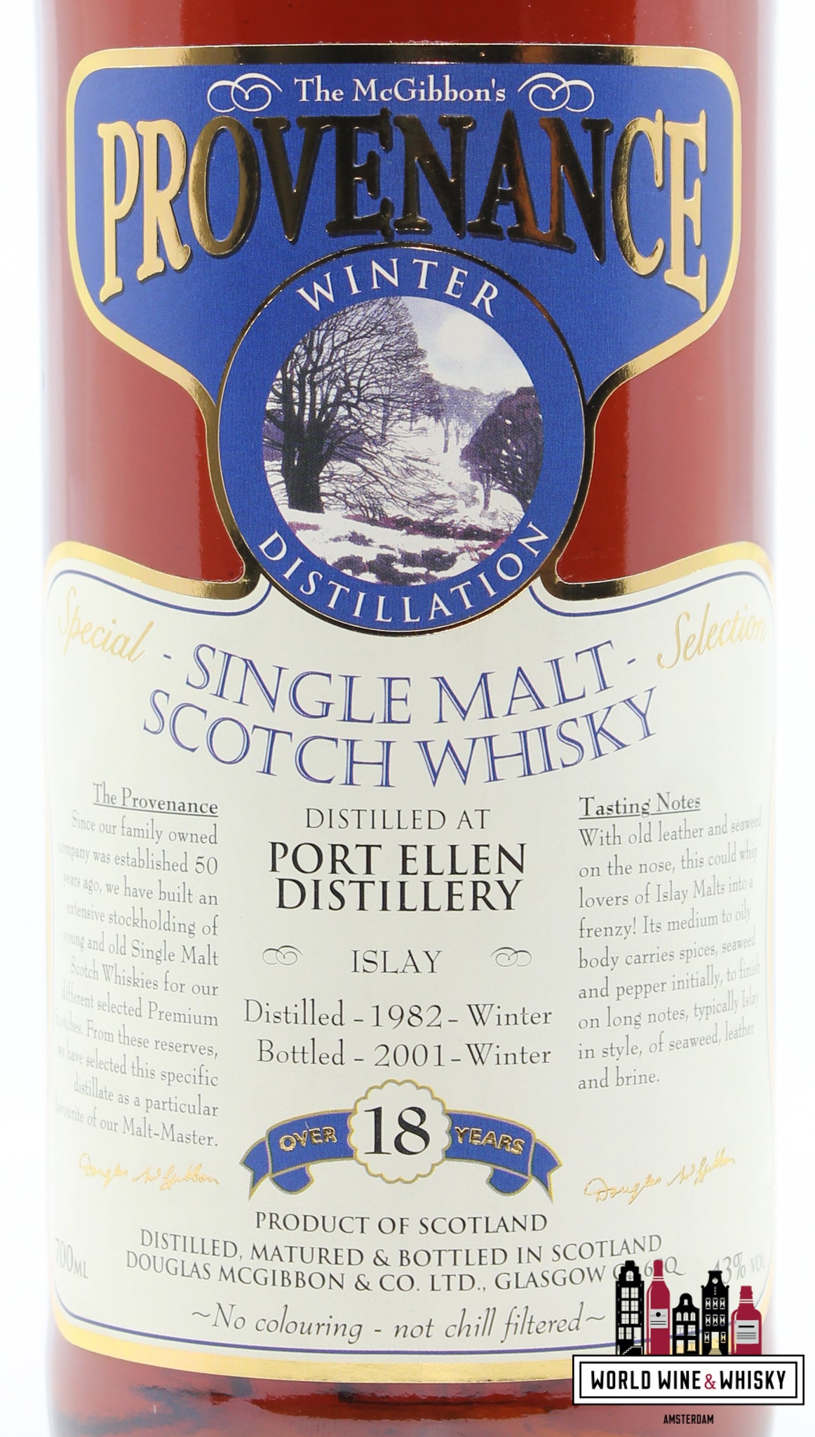 Port Ellen 18 Year Old 1982 2001 Winter - McGibbon's Provenance - Douglas McGibbon 43% (Closed Distillery) - WORLD WINE WHISKY 