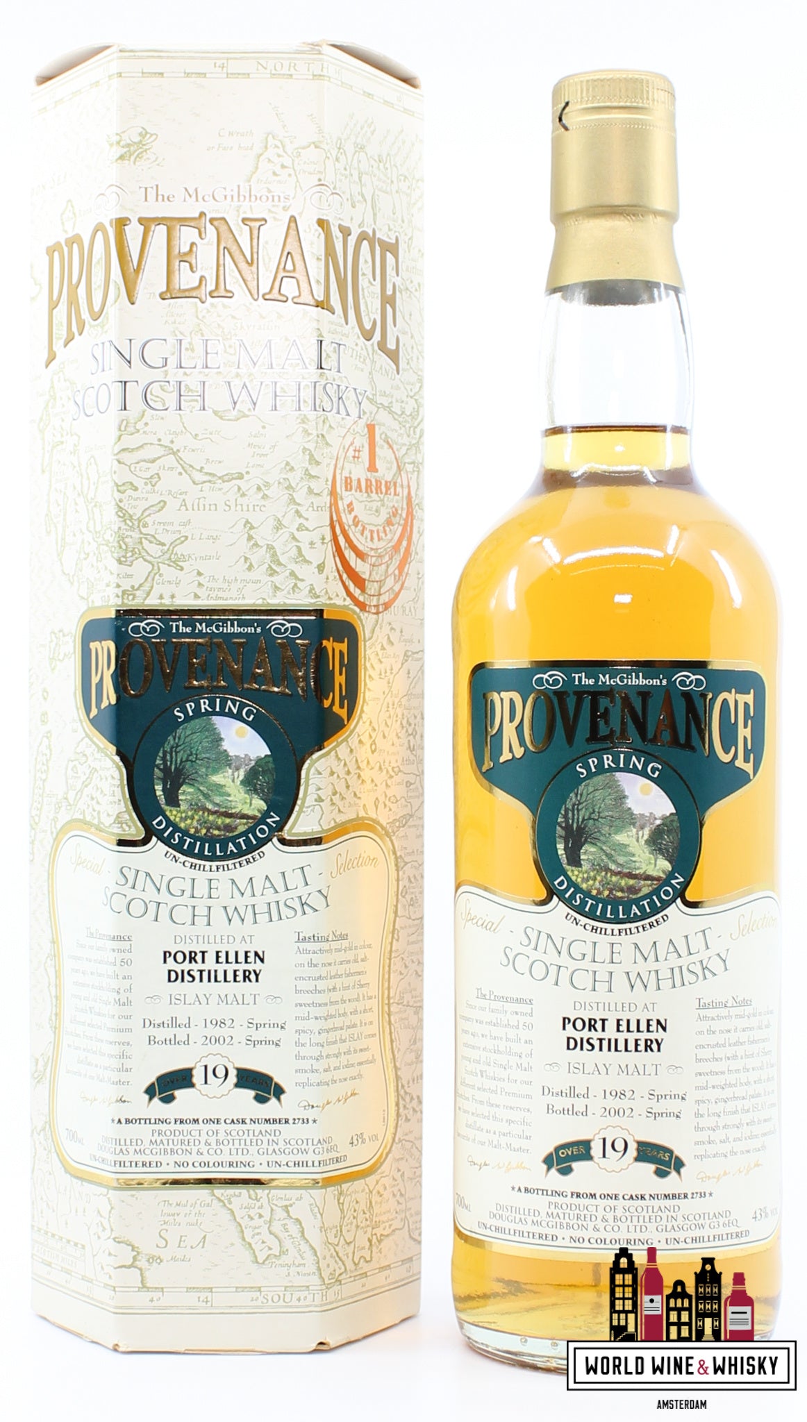 Port Ellen 19 Years Old 1982 2002 Spring - McGibbon's Provenance - Douglas McGibbon - Cask 2733 43% (Closed Distillery) - WORLD WINE WHISKY 