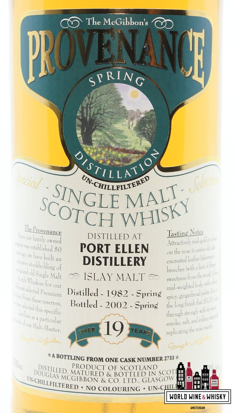 Port Ellen 19 Years Old 1982 2002 Spring - McGibbon's Provenance - Douglas McGibbon - Cask 2733 43% (Closed Distillery) - WORLD WINE WHISKY 