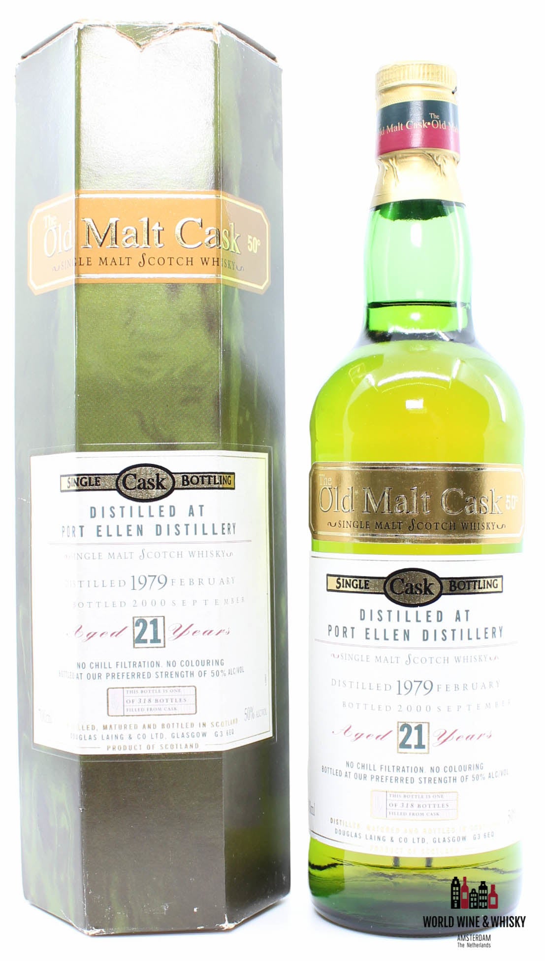 Port Ellen 21 Years Old Douglas Laing 1979 2000 Old Malt Cask 50% - WORLD WINE WHISKY 