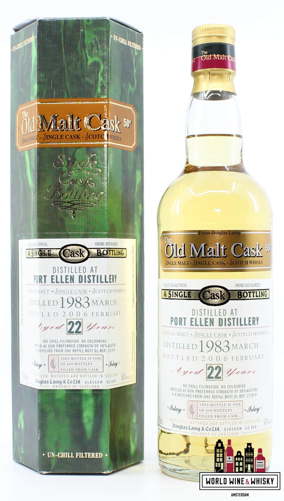 Port Ellen 22 Year Old 1983 2006 - Old Malt Cask - Douglas Laing - Cask DL 2116 50% (Closed Distillery) - WORLD WINE WHISKY 